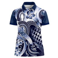 Aloha Blue Tribal Honu Tattoo Women Polo Shirt