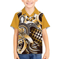 Aloha Gold Tribal Honu Tattoo Family Matching Puletasi and Hawaiian Shirt