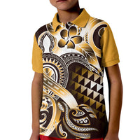 Aloha Gold Tribal Honu Tattoo Kid Polo Shirt LT9 Kid Gold - Polynesian Pride