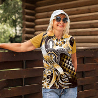 Aloha Gold Tribal Honu Tattoo Women Polo Shirt