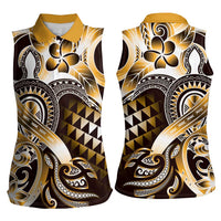 Aloha Gold Tribal Honu Tattoo Women Sleeveless Polo Shirt LT9 - Polynesian Pride