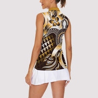 Aloha Gold Tribal Honu Tattoo Women Sleeveless Polo Shirt LT9 - Polynesian Pride