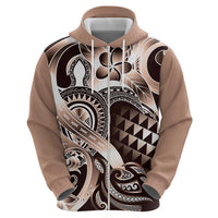 Aloha Mocha Mousse Tribal Honu Tattoo Zip Hoodie