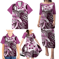 Aloha Pink Tribal Honu Tattoo Family Matching Puletasi and Hawaiian Shirt LT9 - Polynesian Pride