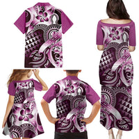 Aloha Pink Tribal Honu Tattoo Family Matching Puletasi and Hawaiian Shirt LT9 - Polynesian Pride