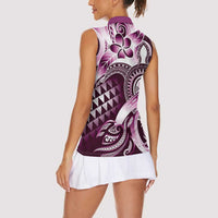 Aloha Pink Tribal Honu Tattoo Women Sleeveless Polo Shirt LT9 - Polynesian Pride