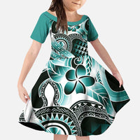 Aloha Turquoise Tribal Honu Tattoo Family Matching Tank Maxi Dress and Hawaiian Shirt