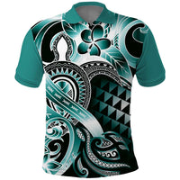 Aloha Turquoise Tribal Honu Tattoo Polo Shirt