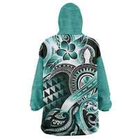 Aloha Turquoise Tribal Honu Tattoo Wearable Blanket Hoodie
