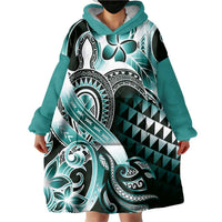 Aloha Turquoise Tribal Honu Tattoo Wearable Blanket Hoodie