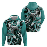 Aloha Turquoise Tribal Honu Tattoo Zip Hoodie