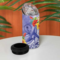Personalised Chuuk States Humpback Whale 4 in 1 Can Cooler Tumbler Polynesian Tropical Flowers LT9 - Polynesian Pride
