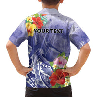 Personalised Chuuk States Humpback Whale Kid Hawaiian Shirt Polynesian Tropical Flowers