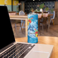 Personalised Kosrae States Humpback Whale Skinny Tumbler Polynesian Tropical Flowers LT9 - Polynesian Pride