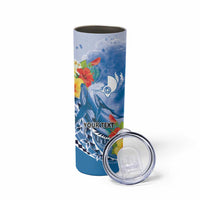 Personalised Yap States Humpback Whale Skinny Tumbler Polynesian Tropical Flowers LT9 - Polynesian Pride