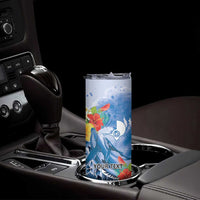 Personalised Yap States Humpback Whale Skinny Tumbler Polynesian Tropical Flowers LT9 - Polynesian Pride