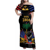 Haiti Independence Day Family Matching Off Shoulder Maxi Dress and Hawaiian Shirt The First Black Republic Since 1804