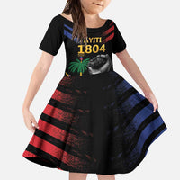 Haiti Independence Day Family Matching Short Sleeve Bodycon Dress and Hawaiian Shirt The First Black Republic Since 1804 LT9 Daughter's Dress Blakc - Polynesian Pride
