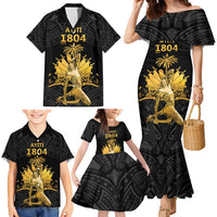 Haitian Negre Marron 1804 Family Matching Mermaid Dress and Hawaiian Shirt Black Polynesian Pattern LT9 - Polynesian Pride