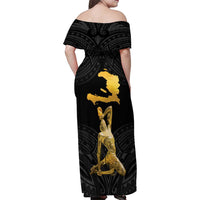 Haitian Negre Marron 1804 Family Matching Off Shoulder Maxi Dress and Hawaiian Shirt Black Polynesian Pattern LT9 - Polynesian Pride