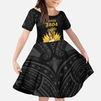 Haitian Negre Marron 1804 Kid Short Sleeve Dress Black Polynesian Pattern LT9 KID Black - Polynesian Pride