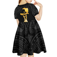 Haitian Negre Marron 1804 Kid Short Sleeve Dress Black Polynesian Pattern LT9 - Polynesian Pride