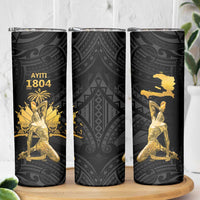 Haitian Negre Marron 1804 Skinny Tumbler Black Polynesian Pattern LT9 - Polynesian Pride