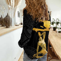 Haitian Negre Marron 1804 Women Casual Shirt Black Polynesian Pattern LT9 - Polynesian Pride
