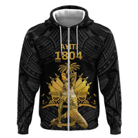 Haitian Negre Marron 1804 Zip Hoodie Black Polynesian Pattern