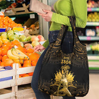Haitian Negre Marron 1804 Grocery Bag Gold Polynesian Pattern
