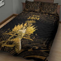 Haitian Negre Marron 1804 Quilt Bed Set Gold Polynesian Pattern