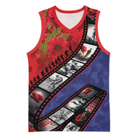 Personalised ANZAC Spirit 1915-2026 Filmstrip Tribute Basketball Jersey Lest We Forget 25 April LT9 Unisex Red - Polynesian Pride