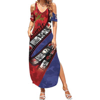 Personalised ANZAC Spirit 1915-2026 Filmstrip Tribute Family Matching Summer Maxi Dress and Hawaiian Shirt Lest We Forget 25 April LT9 Mom's Dress Red - Polynesian Pride