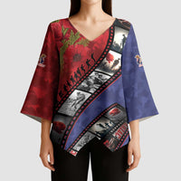 Personalised ANZAC Spirit 1915-2026 Filmstrip Tribute Kimono Sleeve Blouse Lest We Forget 25 April LT9 - Polynesian Pride
