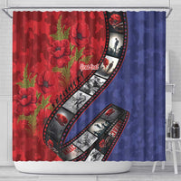 Personalised ANZAC Spirit 1915-2026 Filmstrip Tribute Shower Curtain Lest We Forget 25 April LT9 - Polynesian Pride