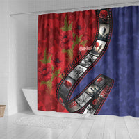 Personalised ANZAC Spirit 1915-2026 Filmstrip Tribute Shower Curtain Lest We Forget 25 April LT9 - Polynesian Pride
