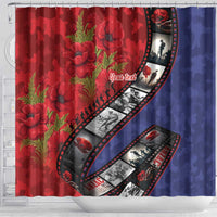 Personalised ANZAC Spirit 1915-2026 Filmstrip Tribute Shower Curtain Lest We Forget 25 April LT9 - Polynesian Pride