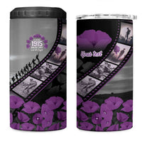 Personalised Remembering ANZAC Lest We Forget 4 in 1 Can Cooler Tumbler Vintage Film Frame Memorial Purple Poppy