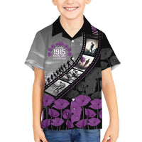 Personalised Remembering ANZAC Lest We Forget Family Matching Mermaid Dress and Hawaiian Shirt Vintage Film Frame Memorial Purple Poppy LT9 Son's Shirt Purple - Polynesian Pride