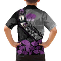 Personalised Remembering ANZAC Lest We Forget Family Matching Tank Maxi Dress and Hawaiian Shirt Vintage Film Frame Memorial Purple Poppy LT9 - Polynesian Pride