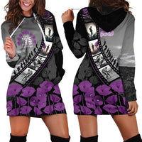 Personalised Remembering ANZAC Lest We Forget Hoodie Dress Vintage Film Frame Memorial Purple Poppy LT9 - Polynesian Pride