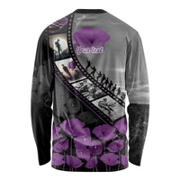 Personalised Remembering ANZAC Lest We Forget Long Sleeve Shirt Vintage Film Frame Memorial Purple Poppy