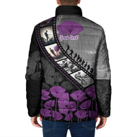 Personalised Remembering ANZAC Lest We Forget Padded Jacket Vintage Film Frame Memorial Purple Poppy