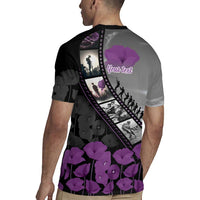 Personalised Remembering ANZAC Lest We Forget Rugby Jersey Vintage Film Frame Memorial Purple Poppy
