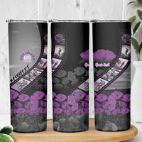 Personalised Remembering ANZAC Lest We Forget Skinny Tumbler Vintage Film Frame Memorial Purple Poppy LT9 - Polynesian Pride