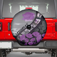 Personalised Remembering ANZAC Lest We Forget Spare Tire Cover Vintage Film Frame Memorial Purple Poppy LT9 - Polynesian Pride