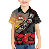 Personalised Remembering ANZAC Lest We Forget Family Matching Puletasi and Hawaiian Shirt Vintage Film Frame Memorial Red Poppy