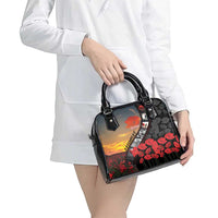 Personalised Remembering ANZAC Lest We Forget Shoulder Handbag Vintage Film Frame Memorial Red Poppy