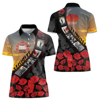 Personalised Remembering ANZAC Lest We Forget Women Polo Shirt Vintage Film Frame Memorial Red Poppy LT9 - Polynesian Pride