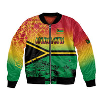Hapi 44th Indipendens Dei Vanuatu Bomber Jacket Yumi 1980 with Vanuatuan Beach Landscape